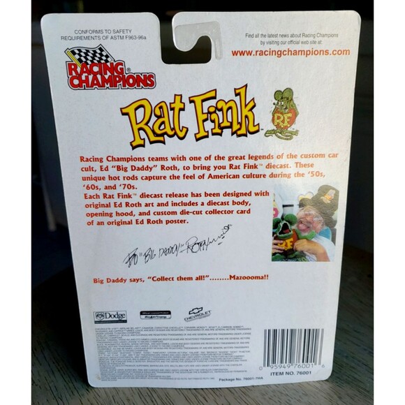 Racing Champions MERCURY Black RAT FINK LAKE PIPES SAVE LIVES! Ed Big Daddy Roth - Picture 6 of 14